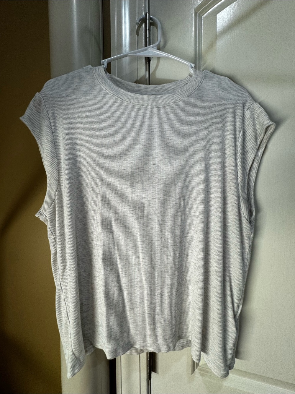American Eagle Outfitters Light Heather Gray Ribbed Cap-Sleeve Tank